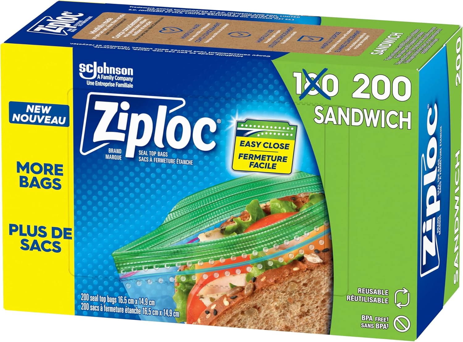 Ziploc Sandwich Bags 180-Count - Grip and Seal