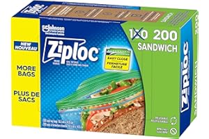 Ziploc Sandwich Bags for On-the-Go Freshness, Grip 'n Seal Technology for Easier Grip, Open and Close, 200 Count