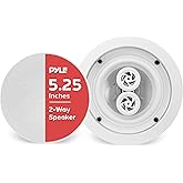 Pyle 5.25” 2-Way Ceiling Speaker, Dual Channel Stereo from One Speaker, 200W Peak Power for Indoors or Patio, Easy Installation, for High Moisture Areas with Upgraded Stain-Resistant Grill - PWRC52