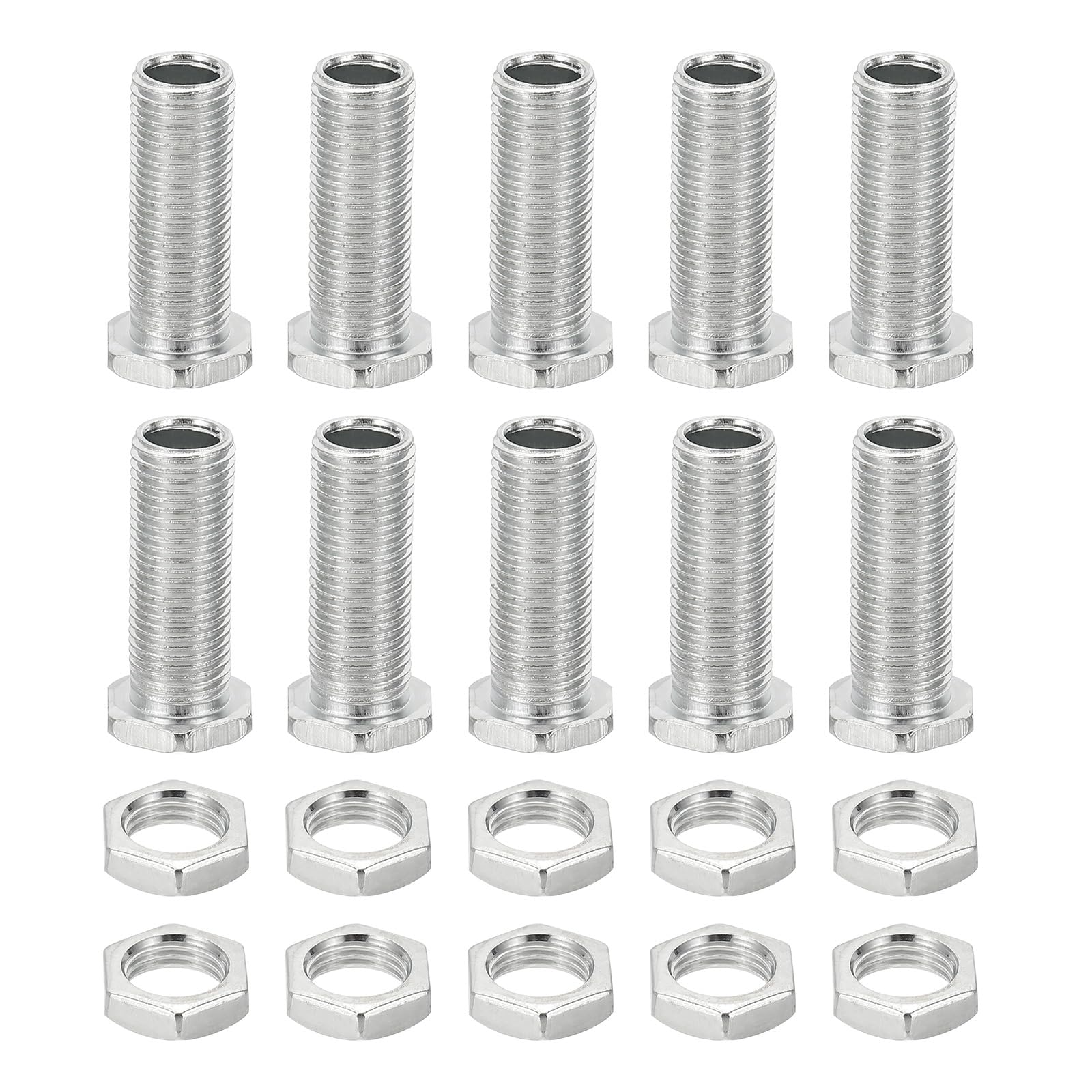 PATIKIL M10x30mm Hex Bolts and Nuts Kit, 10 Set Fine Thread Hollow Screws Assortment Hexagon Head Screw Through Hole Bolt Chandelier Fasteners