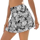 WOWENY Women's Swim Skirts Swimsuit High Waist Swimming Skorts with Shorts Bikini Bottoms with Pocket Bathing Suit Bottoms