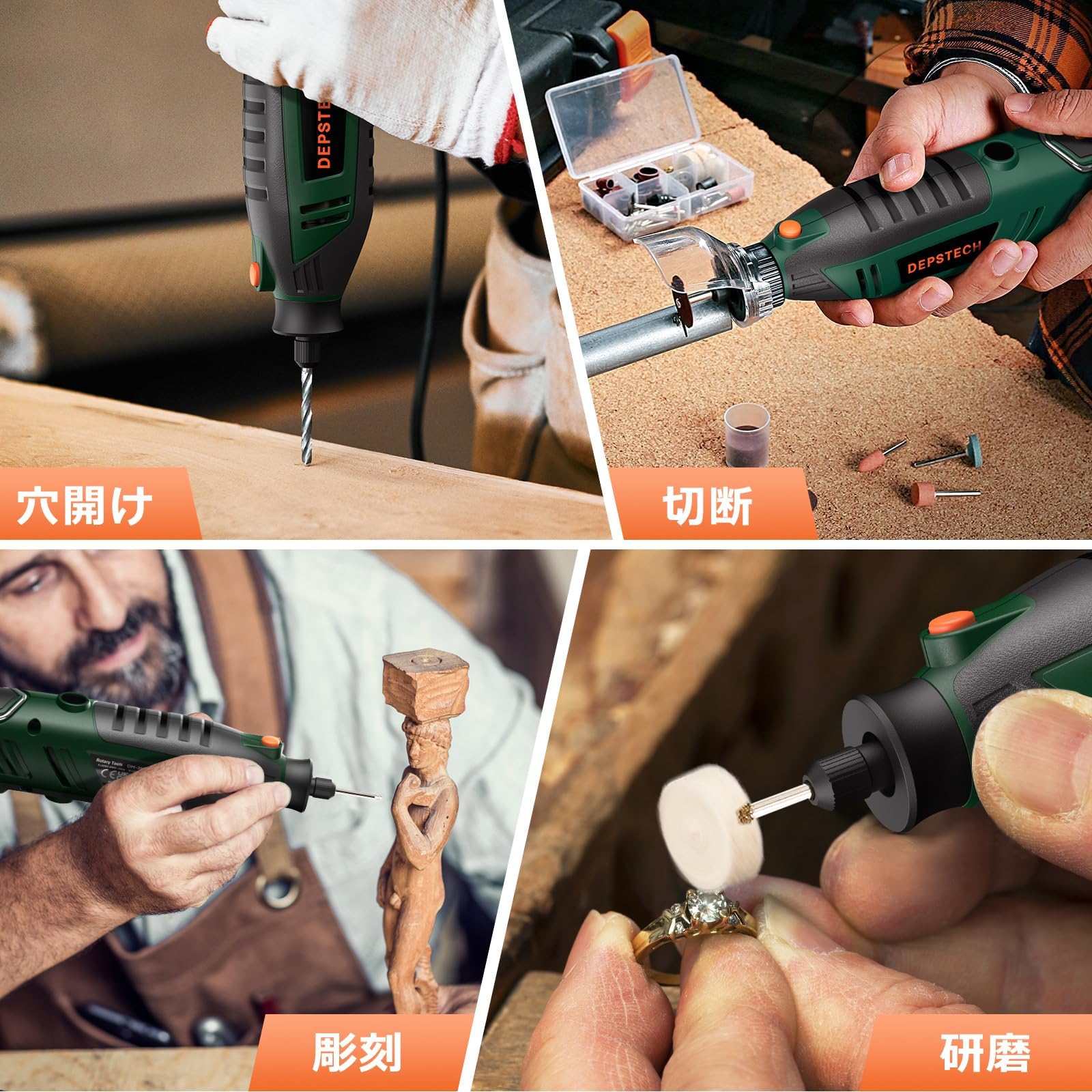 DEPSTECH Mini Router, 40,000 RPM High Speed Rotation, 128 pcs, 180 W, 6 Speed Router, Hand Router, Sealed Attachment, Woodworking, Carving, Drilling, Polishing, Cutting, Polishing, Nail Polishing,