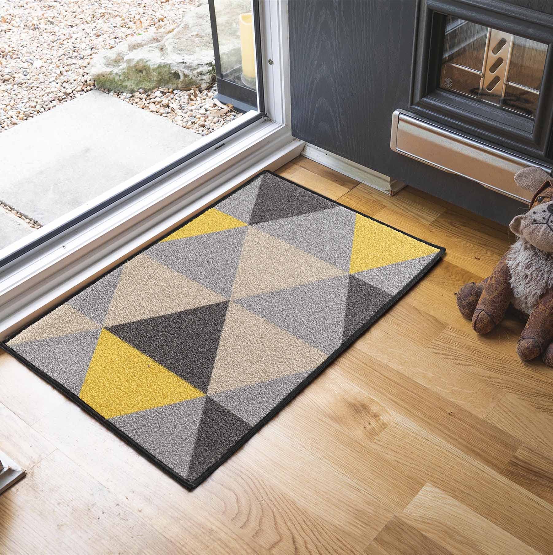 Washable Door Mat Kitchen Mats Non Slip Geometrical Design Hall Runner- Indoor Door Mat - Hallway-Passage Corridor Doormats - Floor Mat