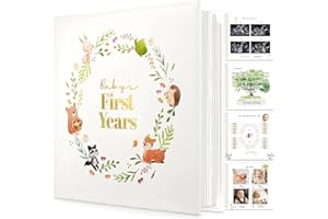 Keepsake Baby Memory Book, Girl, Boy - Beautiful First 5 Year Journal Book, 100 Pages Newborn Milestone Scrapbook, From Pregn