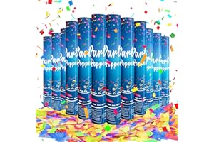 ZZPAKUE Confetti Cannon 12Inch Confetti Poppers 12 Pack Multicolor Party Poppers Confetti Shooters Air Compressed Color Popper Cannon Bulk for Graduation New Years Eve Birthday Wedding Indoor and Outdoor
