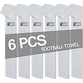 CYCLXY 6 Pcs White Thin Football Towels with Hook & Loop,Microfiber Football Twels Bulk,Clean Hands Sports Towel,Football Equipment Accessory