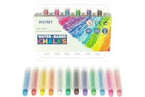 WEIMY Dustless Twistable Chalk Non-Toxic Colored Chalk 1.0mm Tip Art Tool for Chalkboard Blackboard Kids Children Drawing Writing, 12 Pack (12 colorful)