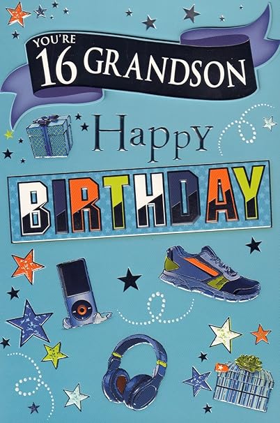 Grandson 16th Birthday Card Youre 16 Grandson Uk