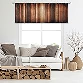 MESHELLY Brown Valance Kitchen Curtains 52W x 18H Inch Rod Pocket Vintage Rust Orange Kitchen Decor Copper Tan Aged Bronze Cafe Curtains Simple Earth Stripe Small Window Drapes Fabric 1 Panels