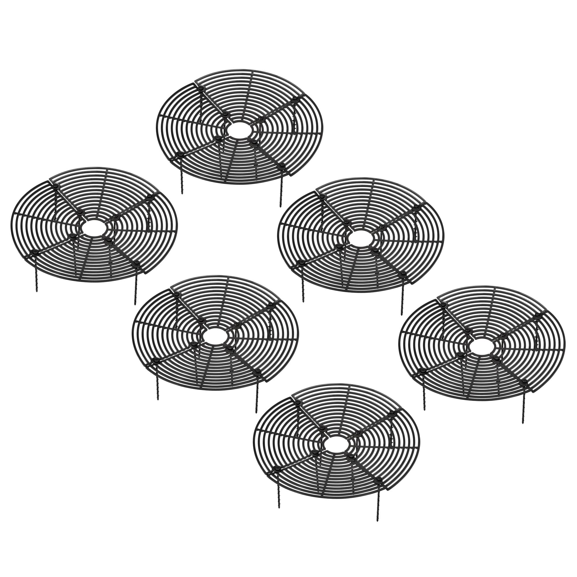 PATIKIL 11.8" Plant Pot Grid, 6 Pack Round ABS Flowerpot Soil Protector Cover, Black