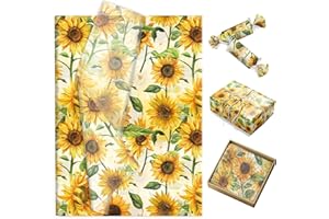 50 Sheets Sunflower Tissue Paper, 19.7x13.8in 17gsm Bright Yellow Flower Pattern for Gift Wrapping, Party Decorations, Craft 