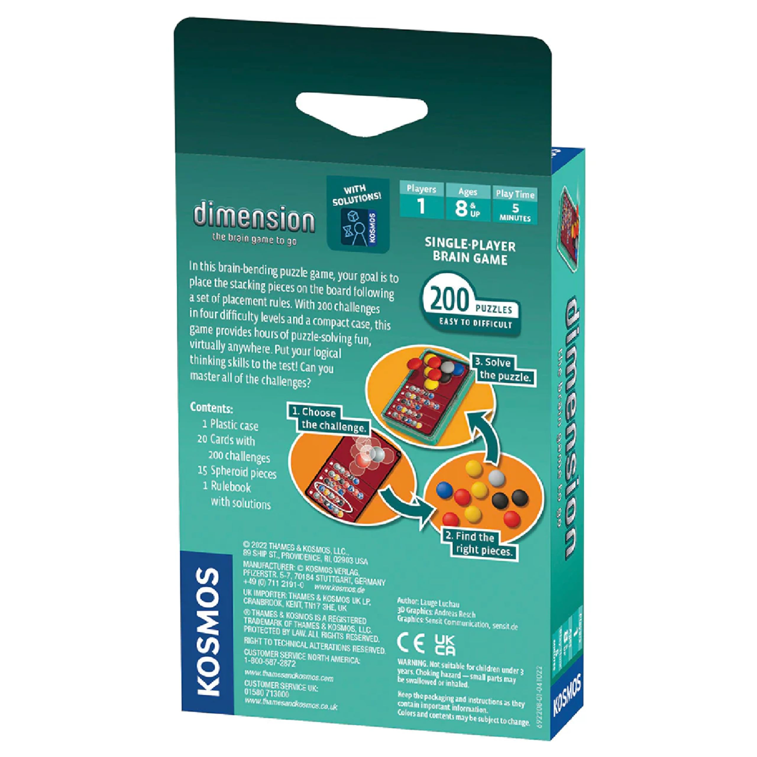 Dimension: The Brain Game to Go | Brainteasers |Puzzles| Solo Games | 1 Player | Dimension | Stacking Game | Kosmos Game