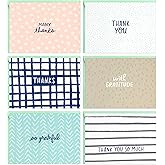 Hallmark Minimalist Thank You Note Card Assortment (48 Blank Cards with Envelopes) Mint Chevron, Blush Polka Dot, Stripes