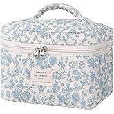 Leisofter Makeup Bag, Cute Cosmetic Case for Women Girls, Floral Coquette Aesthetic Toiletry Bag, Travel Make Up Organizer Bag