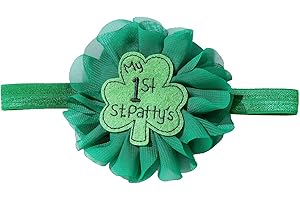 JiaDuo Baby Girls 1st St Patricks Day Headband Bow Infant Green Shamrock Clover Hair Accessories