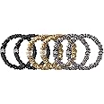 Slip Silk Skinnie Scrunchies in Gold, Black, and Leopard - 100% Pure 22 Momme Mulberry Silk Scrunchies for Women - Hair-Friendly + Luxurious Elastic Scrunchies Set (6 Scrunchies)