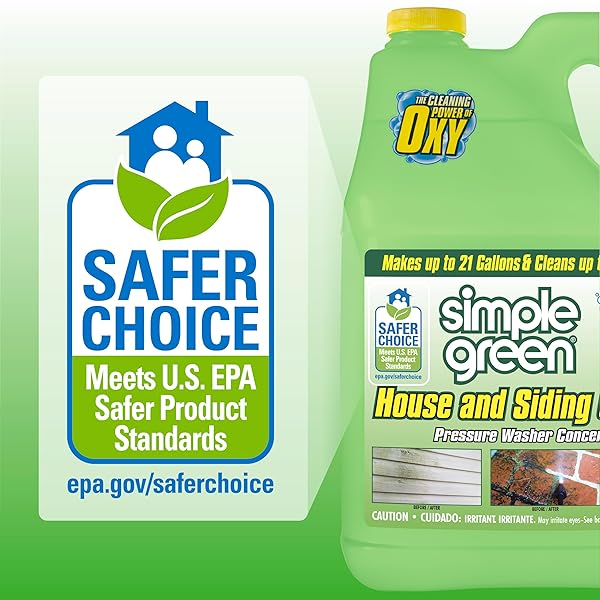OXY SOLVE HOUSE AND SIDING PRESSURE WASHER CLEANER – REMOVES STAINS FROM MOLD & MILDEW ON VINYL, ALUMINUM, WOOD, BRICK, STUCCO – CONCENTRATE 1 GAL.