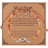 Mikovivi Get Well Gifts for Women, Inspirational Nature Wave Bracelets Natural Stone Bead Bracelets Cheer Up Encouragement Gifts Life Is Tough But So Are You Recovering Jewelry for Friends