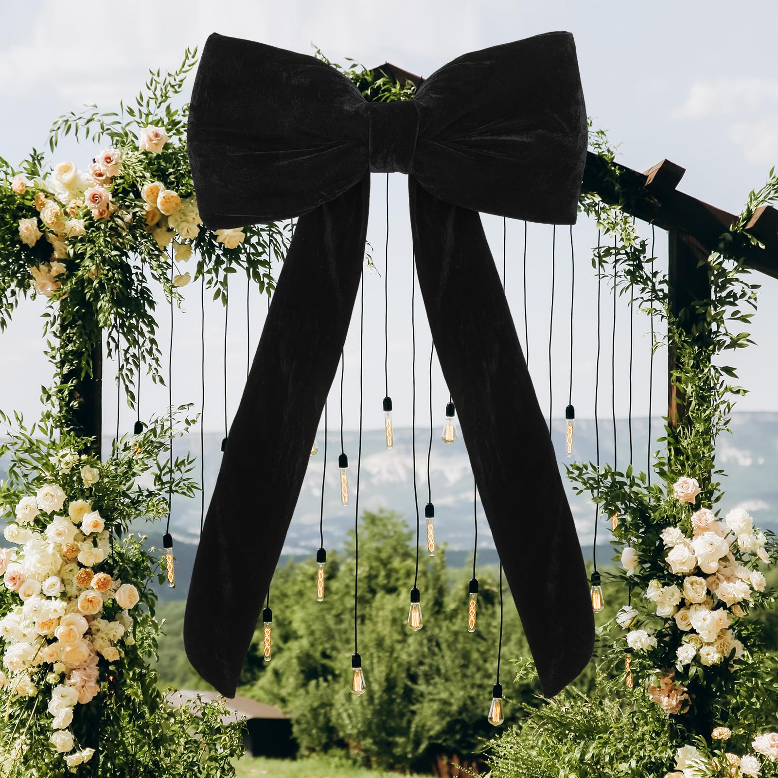 Photo 1 of Big Black Bow Velvet Birthday Decorations Coquette Party Black Bow Decor Backdrop Big Themed Room Large Wall Decor Ornaments Giant Door Ribbon Velvet Wedding Bachelorette Christmas Tree Decoration