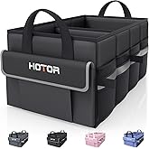 HOTOR Car Organizer, Foldable Trunk Organizer for SUV, Sedan & Van, Car Organization with Sturdy Base Panel, 2 Compartments, 