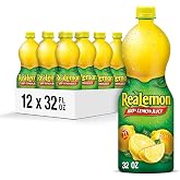 ReaLemon 100% Lemon Juice, 32 fl oz bottle (Pack of 12), Made with Lemon Juice from Concentrate, Gluten-Free, Sodium Free, Perfect Mixer to add to Cocktails and Marinades