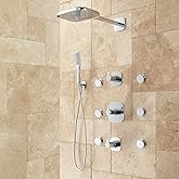 Signature Hardware 405374 Arin Thermostatic Shower System with Rain Shower Head, Hand Shower and 6 Body Sprays - Rough In Inc