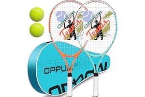 OPPUM Kids Tennis Rackets 16/21/23/25 Inch - Lightweight Junior Racket Set for Boys & Girls Ages 3-10 (Choose Size/Color)