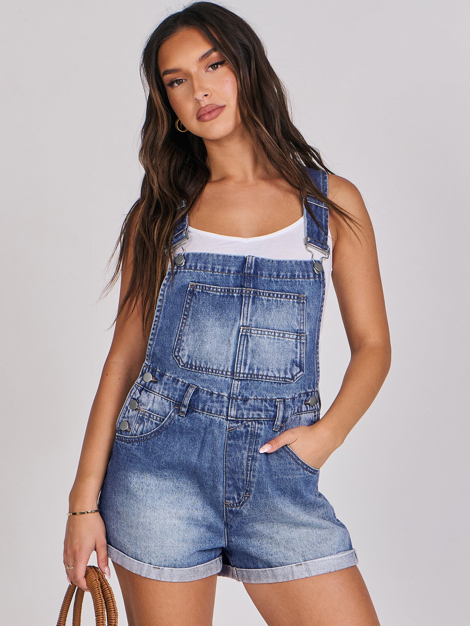 ANRABESS Overalls for Women Denim Shorts Overalls 2025 Summer Casual Loose Fit Adjustable Rompers Jean jumpsuit Bib Shortalls