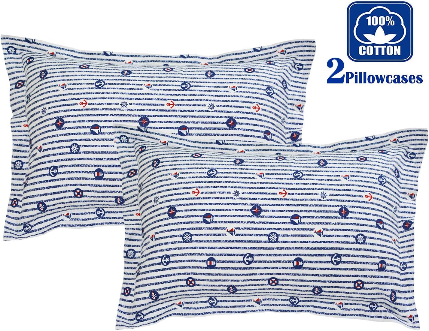 Amazon Com Brandream Navy Striped Pillow Cases Set Of 2 Standard
