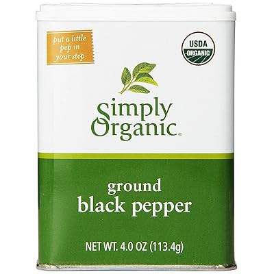 Simply Organic Pepper, Black ORGANIC 4 oz. Tin (a) - 2 Bottles
