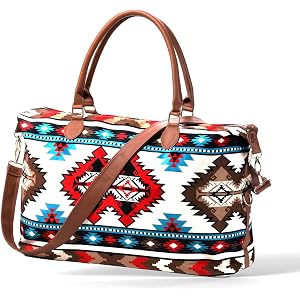 Travel Weekender Duffle Bag, Large Overnight Carry-On Tote Bag, Western Style Gifts for Women with Adjustable Shoulder Strap