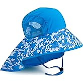 Kids Sun Hat UPF 50+ Boy Girl Protection Hat Wide Brim Beach Hats with Mesh and Adjustable Chin Strap