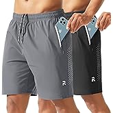 Riskrole Men's Workout Athletic Shorts 2 Pack 7 Inch Inseam Lightweight Quick Dry Running Shorts Hiking Gym Basketball Shorts