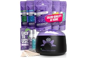 Tress Wellness Waxing Kit for Sensitive Skin, Safe for Face & Skin, Prep & Aftercare Spray, Easy to Use, At-Home Kit for Face, Bikini, Brazilian & Full Body - Digital Display, Black Purple Flower