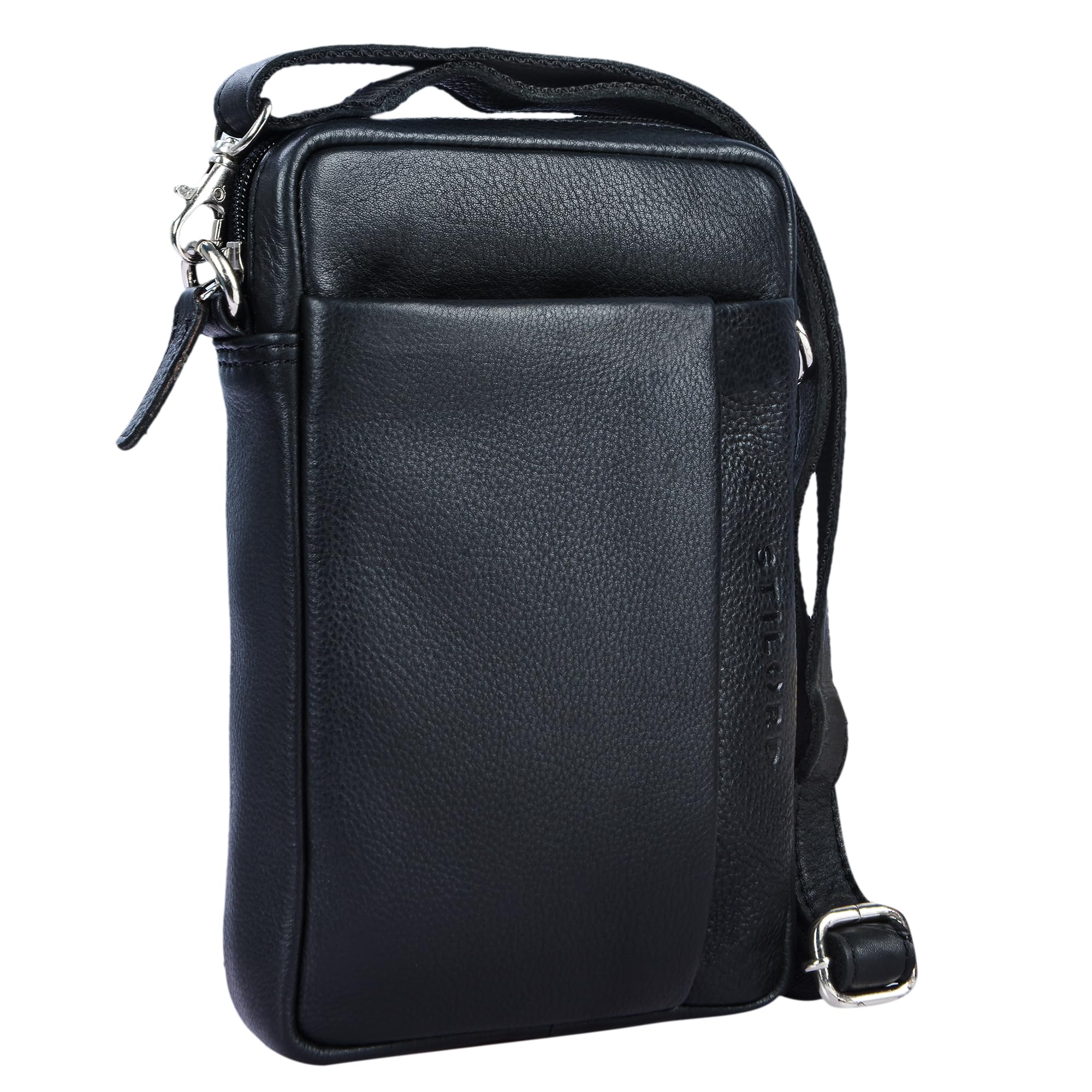 STILORD "Fiete" 2-in-1 Shoulder Bag/Wrist Bag Leather Men Vintage Hand Bag with Strap Small Cross Body Bag for Travel Journey Festival in Genuine Leather Colour:Black