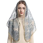 Mantveil Catholic Church Veils for Women: Traditional Lace Mantilla Chapel Veil Latin Mass Head Coverings with Clip