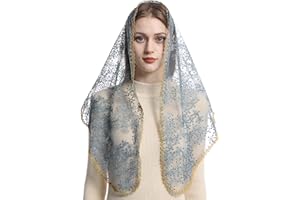 Mantveil Catholic Church Veils for Women: Traditional Lace Mantilla Chapel Veil Latin Mass Head Coverings with Clip