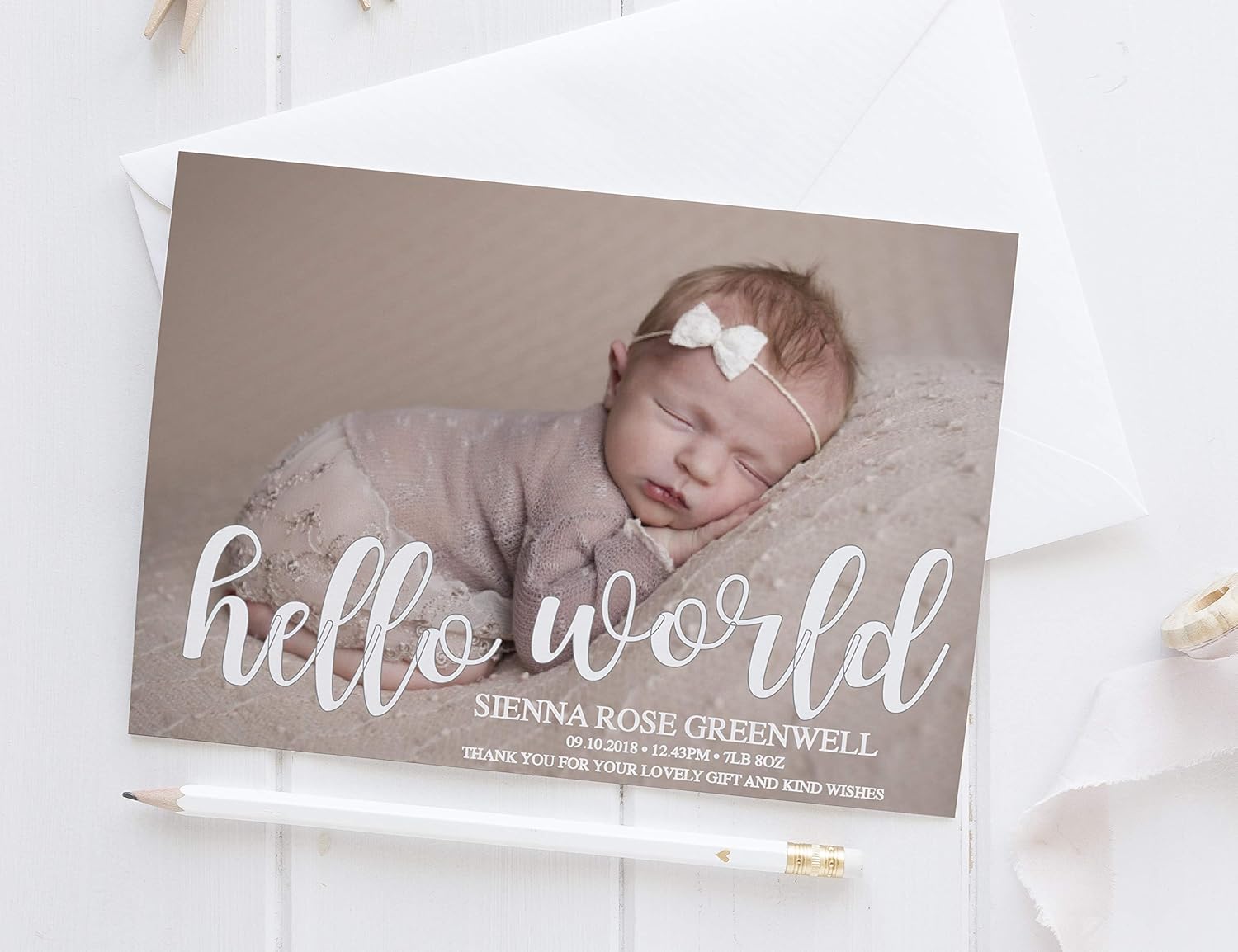 Personalised New Baby Photo Thank You Cards Boy Girl Birth