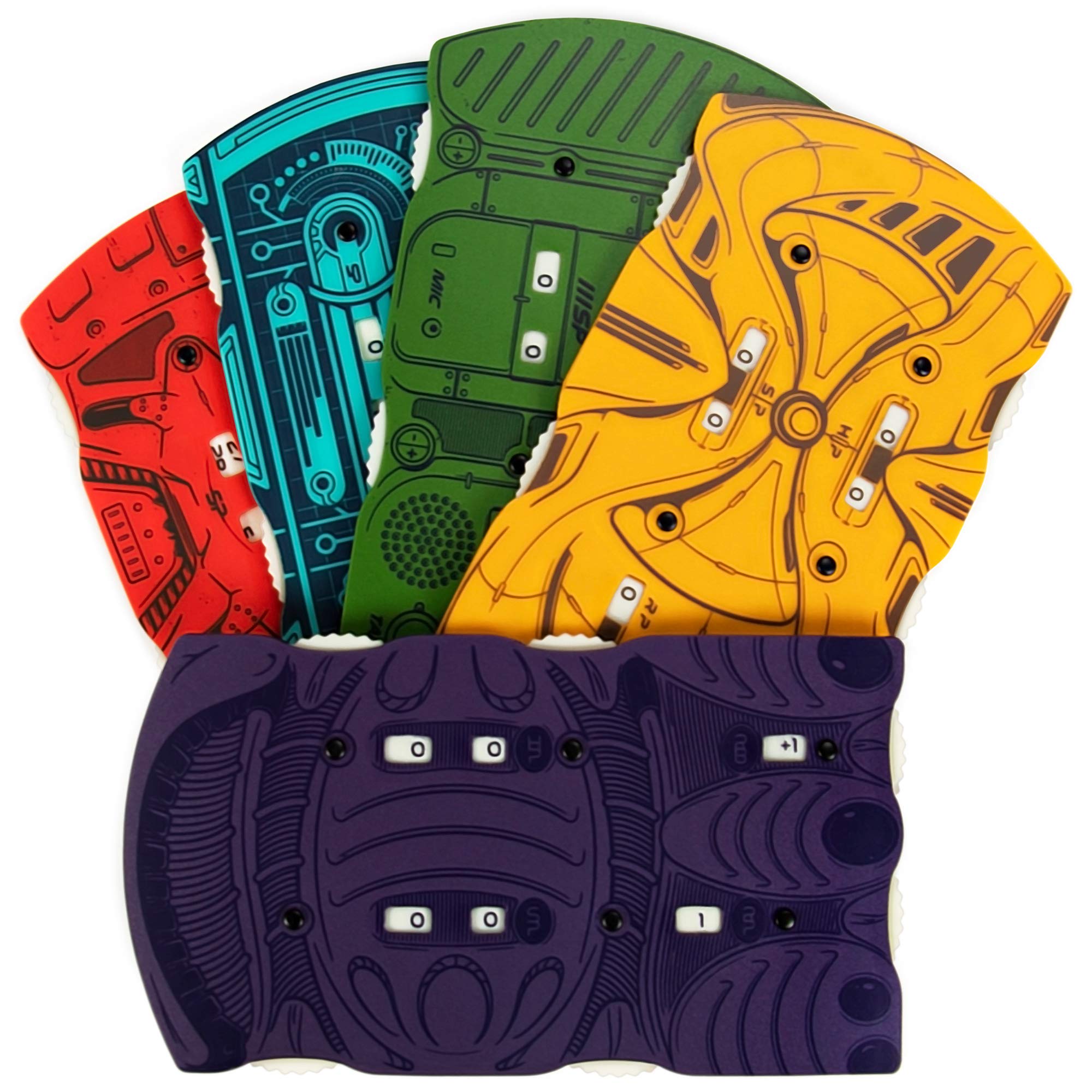 5-pack Sci-Fi Pocket Health Trackers - Space Alien, Retro Tabletop RPG Role Playing Game Accessory - Character HP Tracker Compatible with Starfinder and Dungeons & Dragons