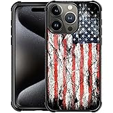 DJSOK Case for iPhone 16 Pro,Luxury Pattern Design Shockproof Rugged Cover,Cases for Man Woman-Distressed Flag