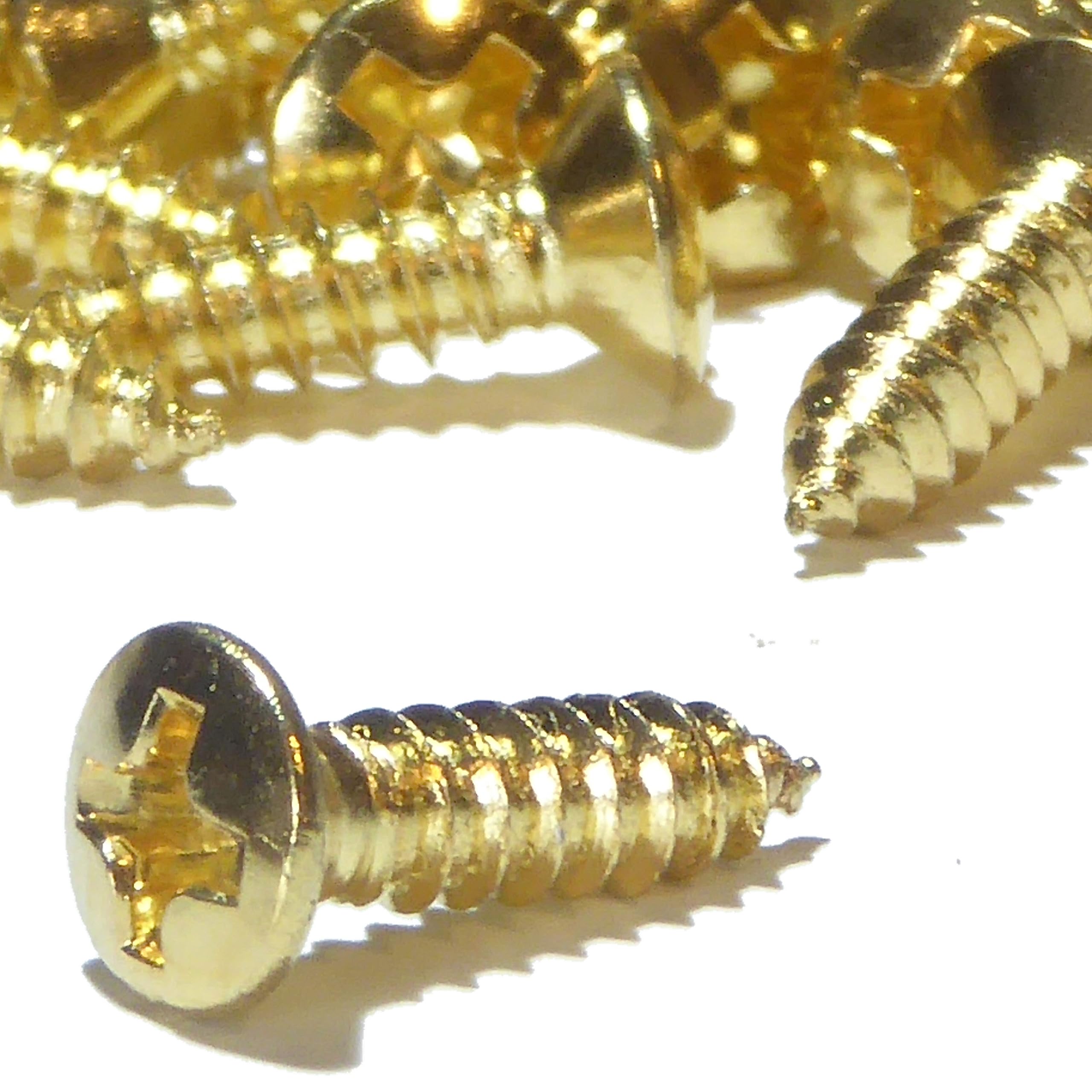 100x Guitar scratch plate/pick guard screws in gold 3mm x 12mm CSK model making hobby screws