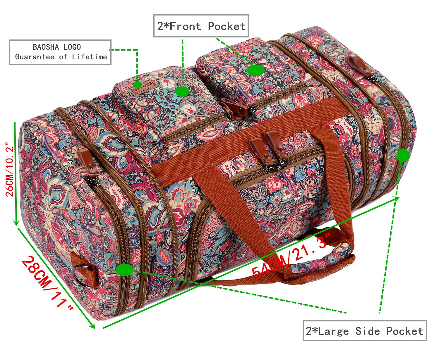 Multicolor Travel Duffel Weekender Bag for Women Carry on Overnight Bag With Toiletry bag HB-21 (HS)