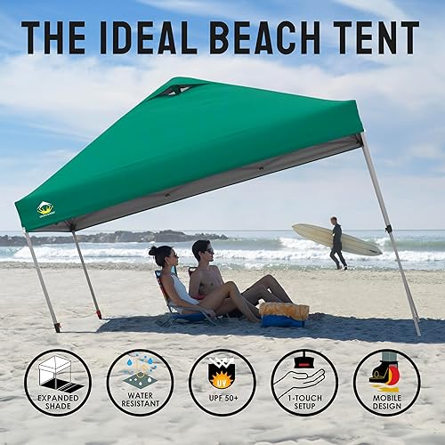 CROWN SHADES 10x10 Pop Up Canopy Beach Tent with One Push Setup Easy  Outdoor Sun Shade for Events, Parties