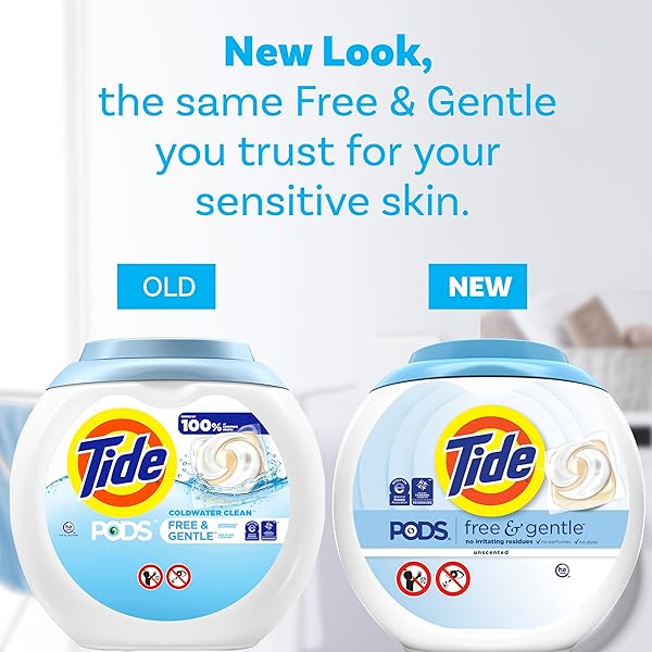 TIDE PODS FREE & GENTLE LAUNDRY DETERGENT SOAP PACS, 57 COUNT, TIDE PODS LAUNDRY DETERGENT
