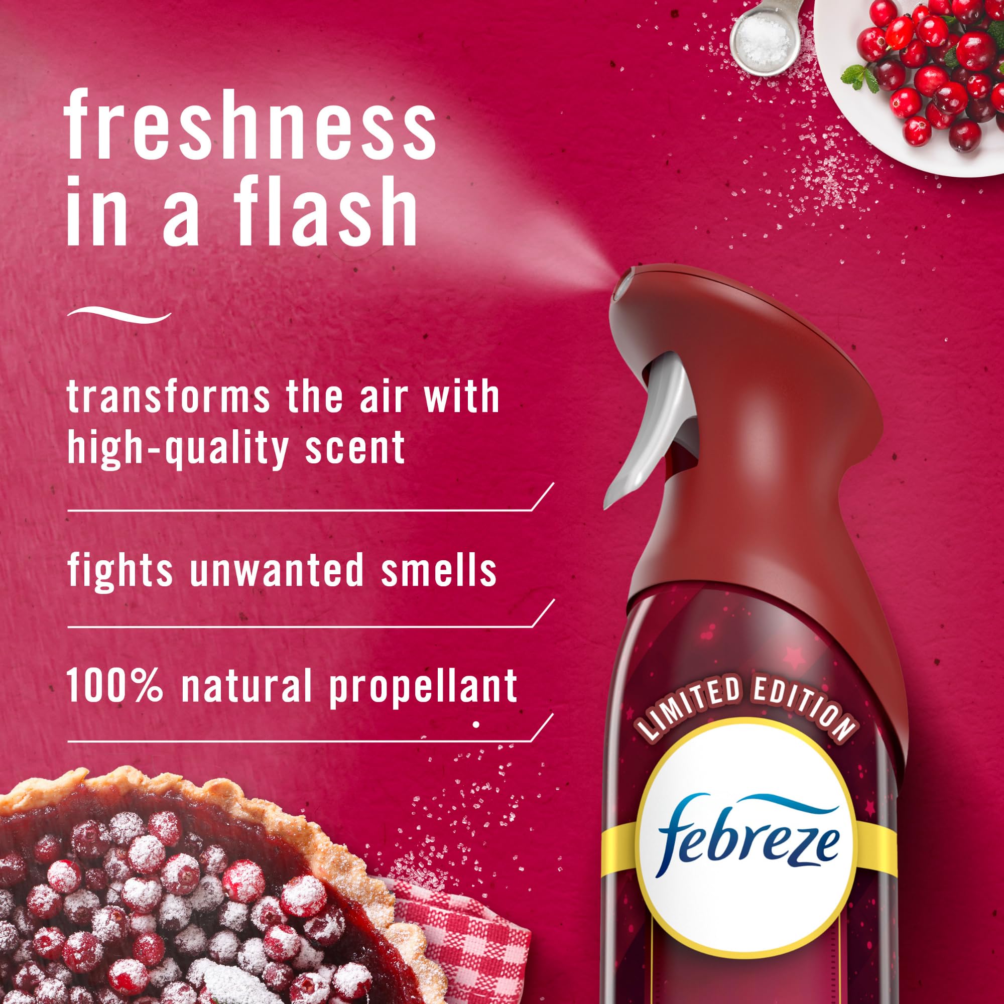 Febreze Air Mist Air Freshener Spray, Odor-Fighting Room Spray for Home, Bathroom, & Kitchen, Holiday Scents, Baked Cinnamon Apples & Cranberry Crumble & Heavy Duty Scents, 8.8oz, 3ct (1 of each)