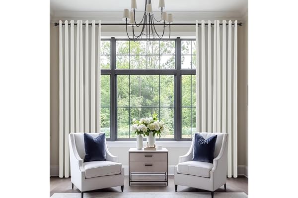 Blackout Curtains 90 Inches Long 2 Panels Black Out Curtains Linen Textured for Bedroom Liveing Room Full Light Blocking Ther