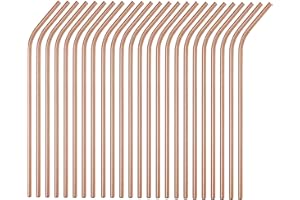 CASANELIA Yeti Rtic Tumblers Rose Gold 50 Pack - 10.5" Bent Stainless Steel Straws for 20-30oz Tumblers