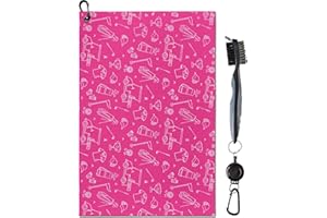 yrhsnclsdg Golf Towel Funny Pink Golfs Towels for Golf Bags for Men Women with Clip Carabiner,Microfiber Waffle Pattern Disc Golf Towel Rag Golfer Accessories Gifts for Men Women(Towel+Brush)