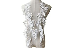 GELVS Mirror Pair Leaves Vines Lace Applique Embroidery Forest Motif Lace Patch Delicate Addition for Costumes,Party Dress Off-White Color