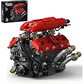V8 Engine Model Kit that Runs, 1370 Pcs Desk Display Gift for Teens 14+ | Motorized V8 car engine block kit that runs. Visible working model for desk display &amp; gift for car lovers